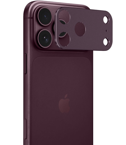 Zaštitni okvir za zadnju kameru Tech-Protect Camalloy Fit+ za Apple iPhone 18 Pro, aluminijum, bordo boje.