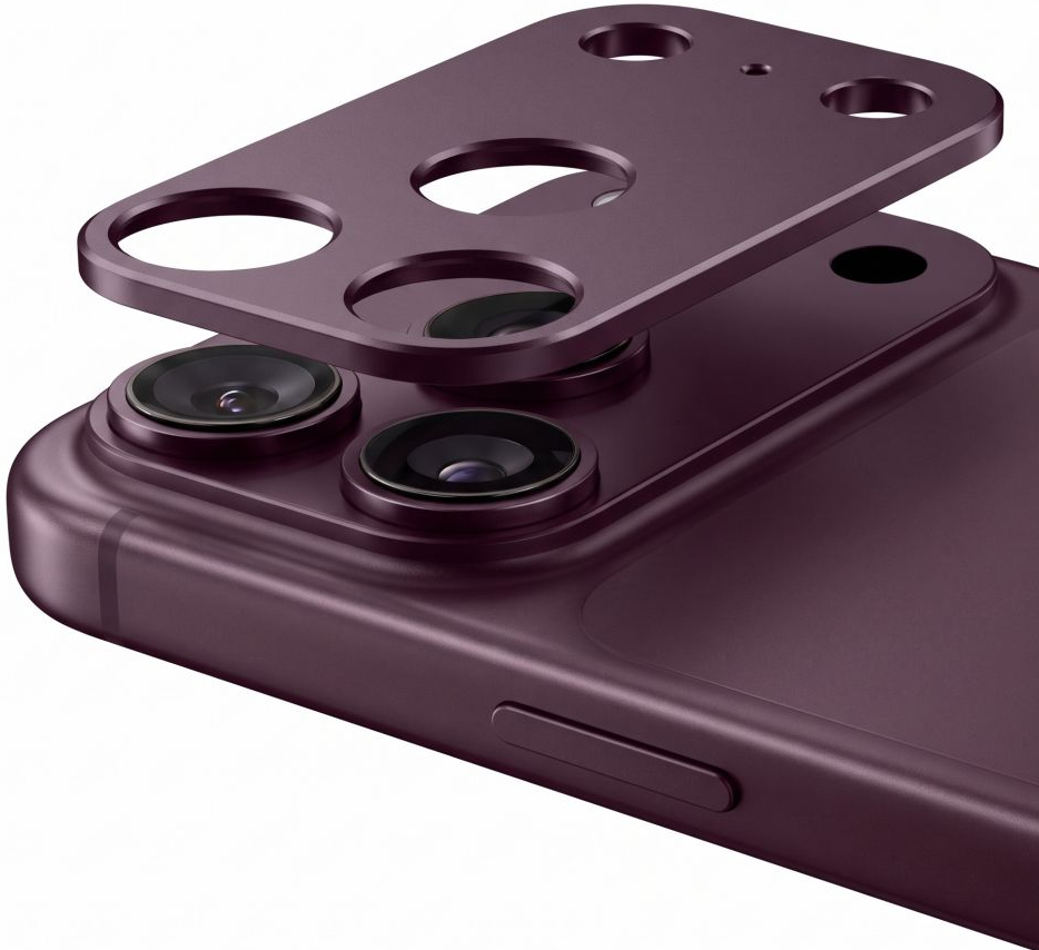 Zaštitni okvir za zadnju kameru Tech-Protect Camalloy Fit+ za Apple iPhone 18 Pro, aluminijum, bordo boje.