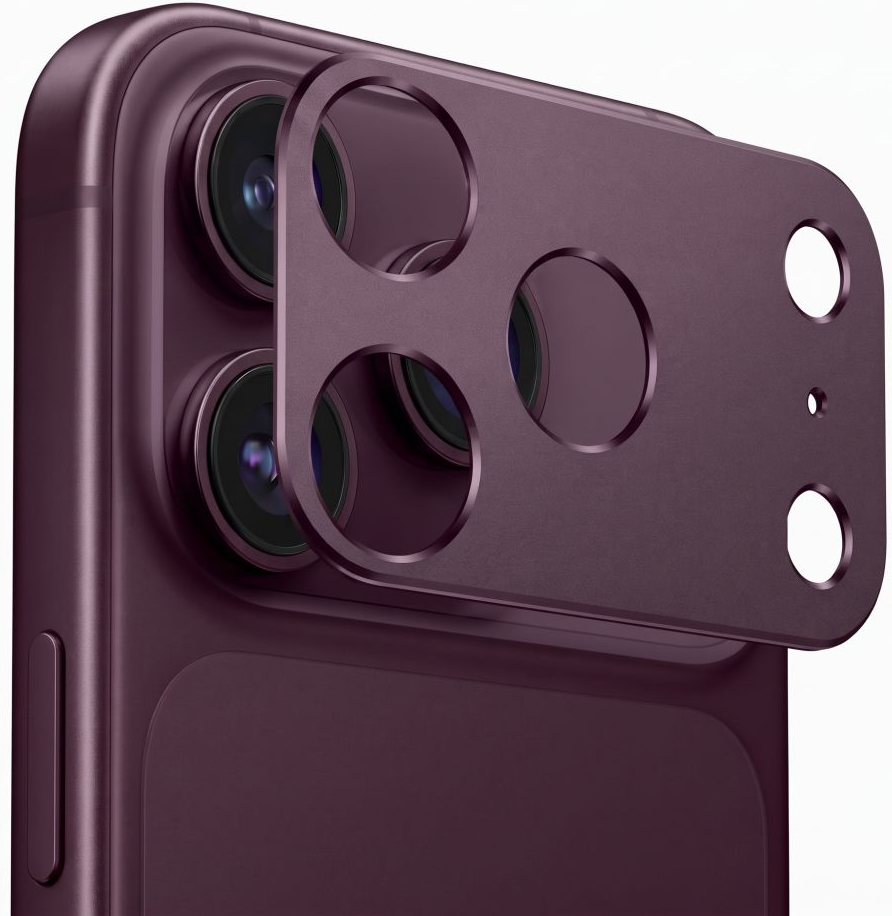 Zaštitni okvir za zadnju kameru Tech-Protect Camalloy Fit+ za Apple iPhone 18 Pro, aluminijum, bordo boje.