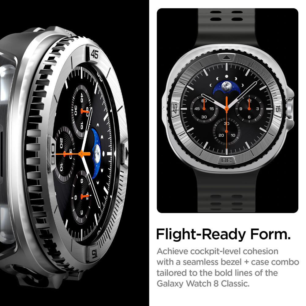Okvir za zaštitu Spigen Tune Pro Pilot za Samsung Galaxy Watch8 Classic, Srebrni