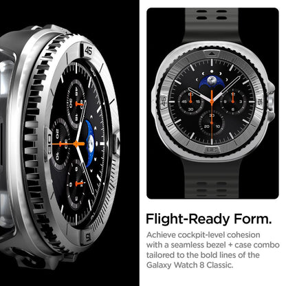 Okvir za zaštitu Spigen Tune Pro Pilot za Samsung Galaxy Watch8 Classic, Srebrni