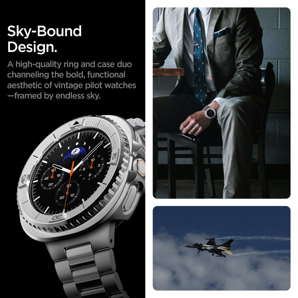 Okvir za zaštitu Spigen Tune Pro Pilot za Samsung Galaxy Watch8 Classic, Srebrni