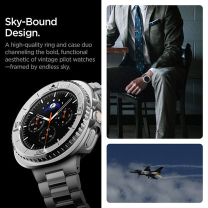 Okvir za zaštitu Spigen Tune Pro Pilot za Samsung Galaxy Watch8 Classic, Srebrni