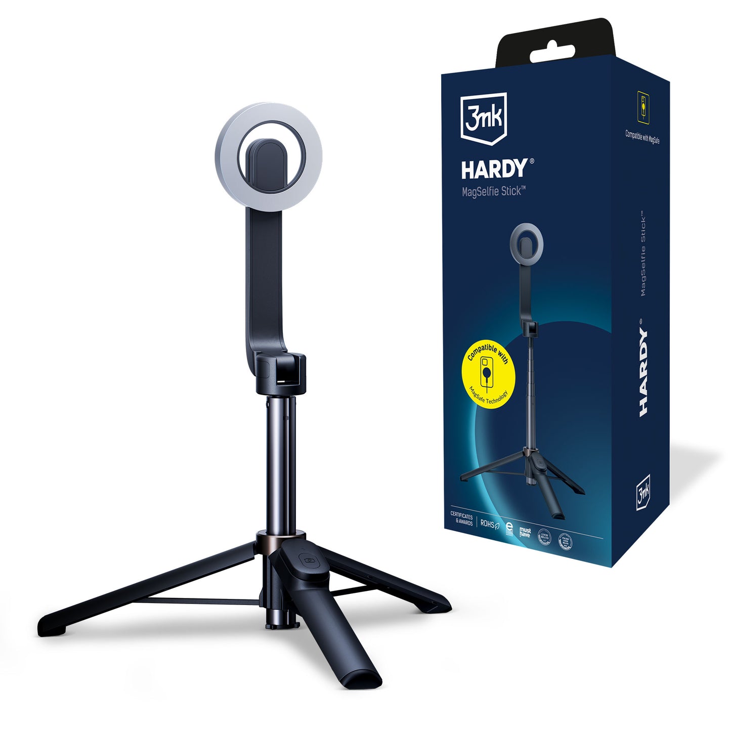 Selfie Stick Bluetooth 3MK Hardy MagSelfie, Black 