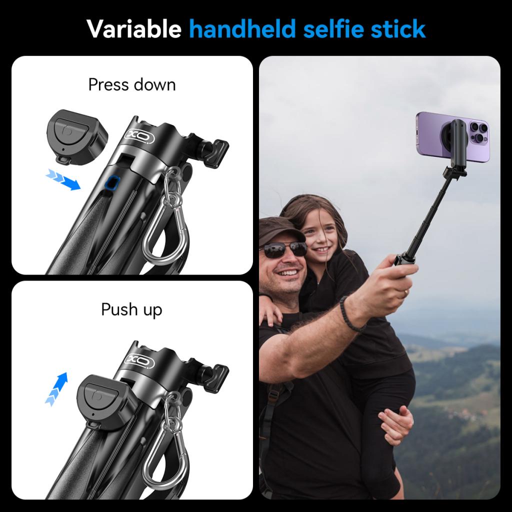 Selfie Stick Bluetooth XO Design SS22, Univerzalan, Crn