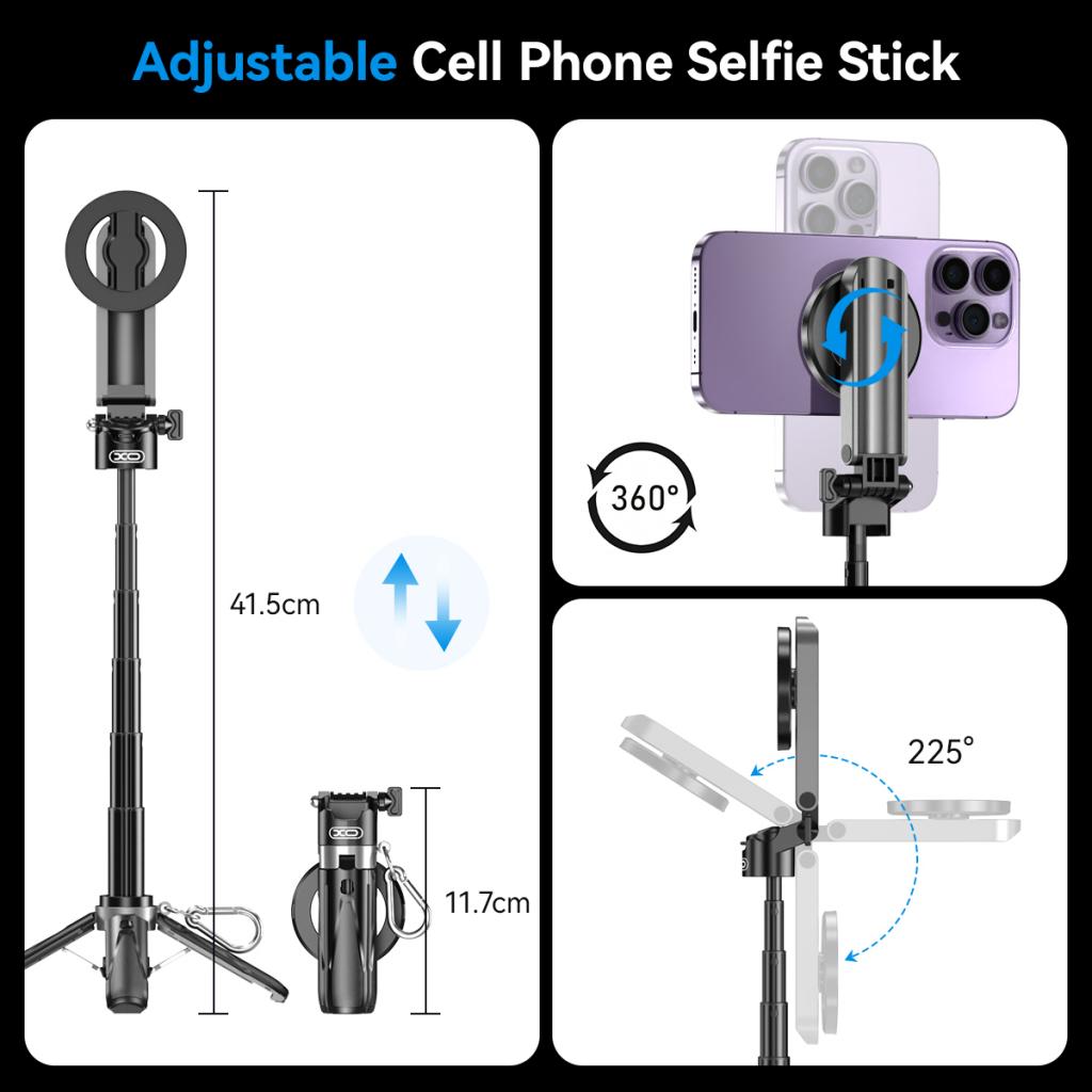 Selfie Stick Bluetooth XO Design SS22, Univerzalan, Crn