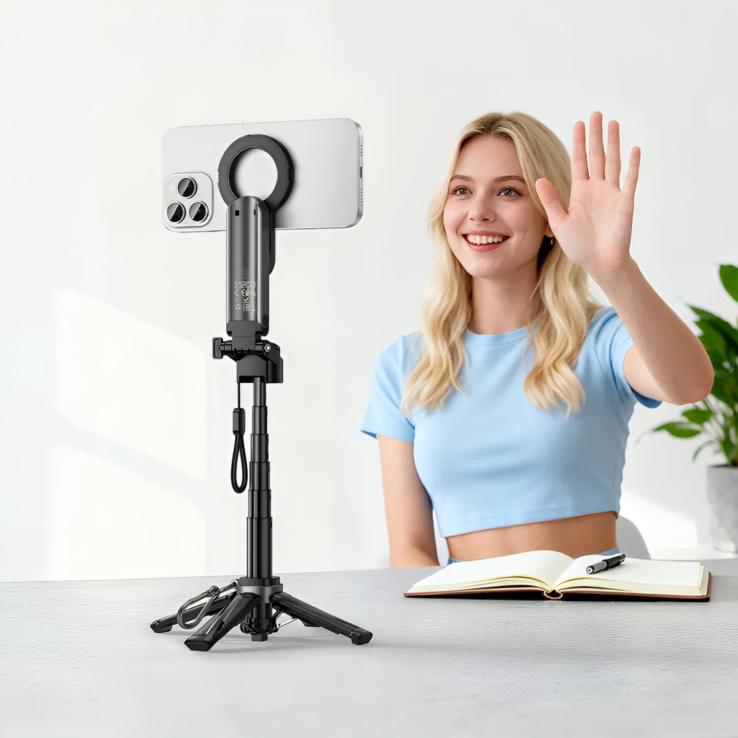 Selfie Stick Bluetooth HOCO K27 Pro, Univerzalan, Crni