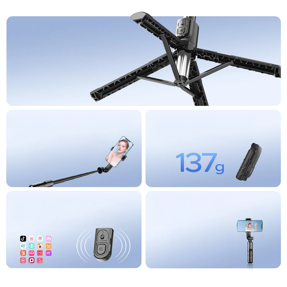 Selfie štap Bluetooth Orico SPV100, Univerzalan, Crni