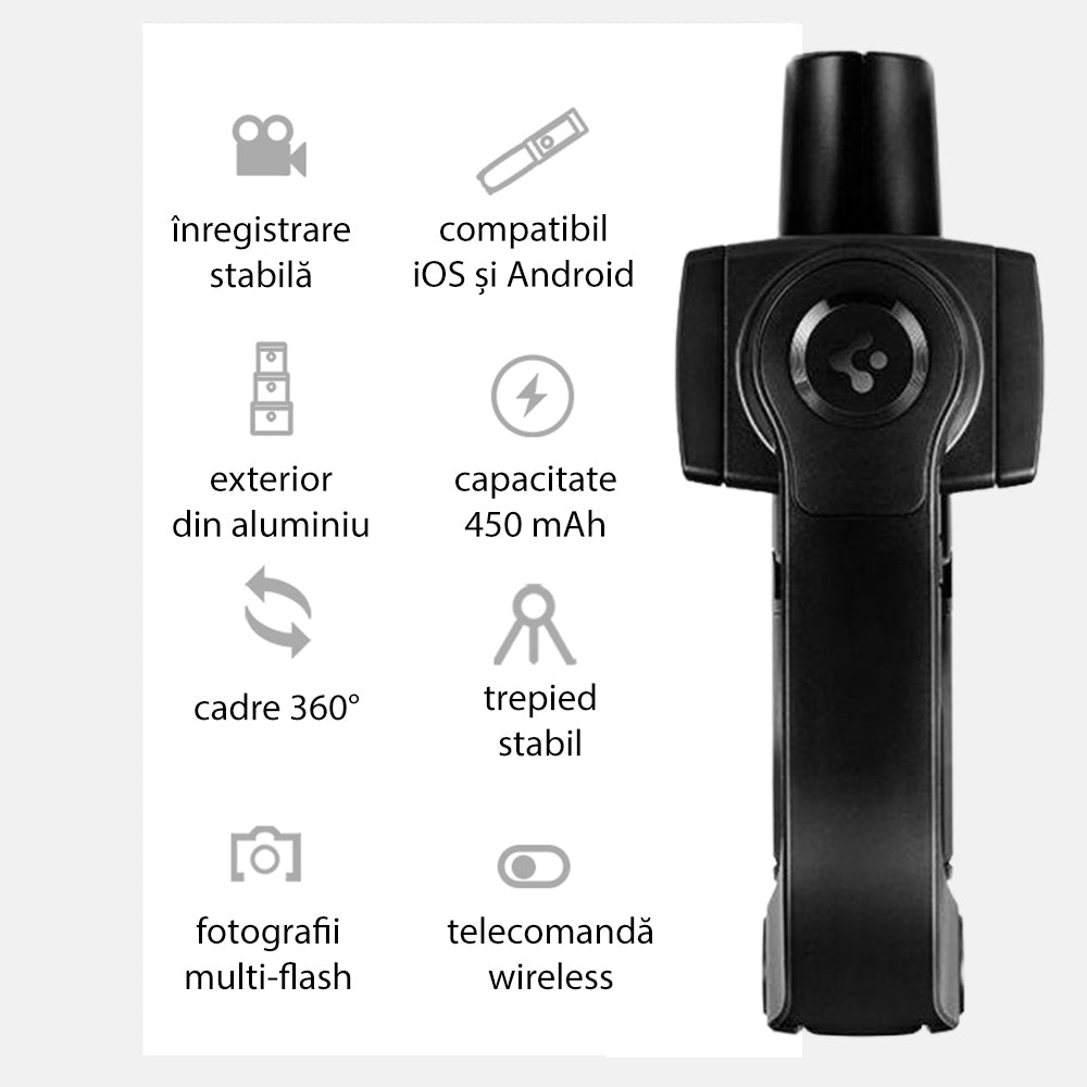 Gimbal Stabilizator Spigen S610W Gimbal, Univerzalan, Crn
