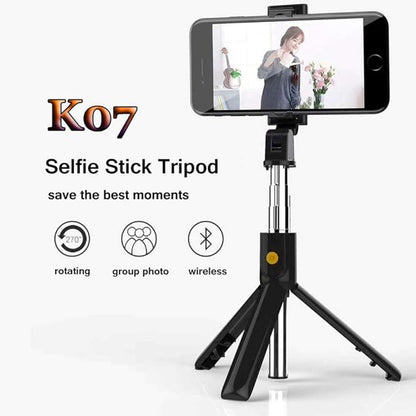 Selfie Stick Bluetooth Techsuit K07, Univerzalan, Crn