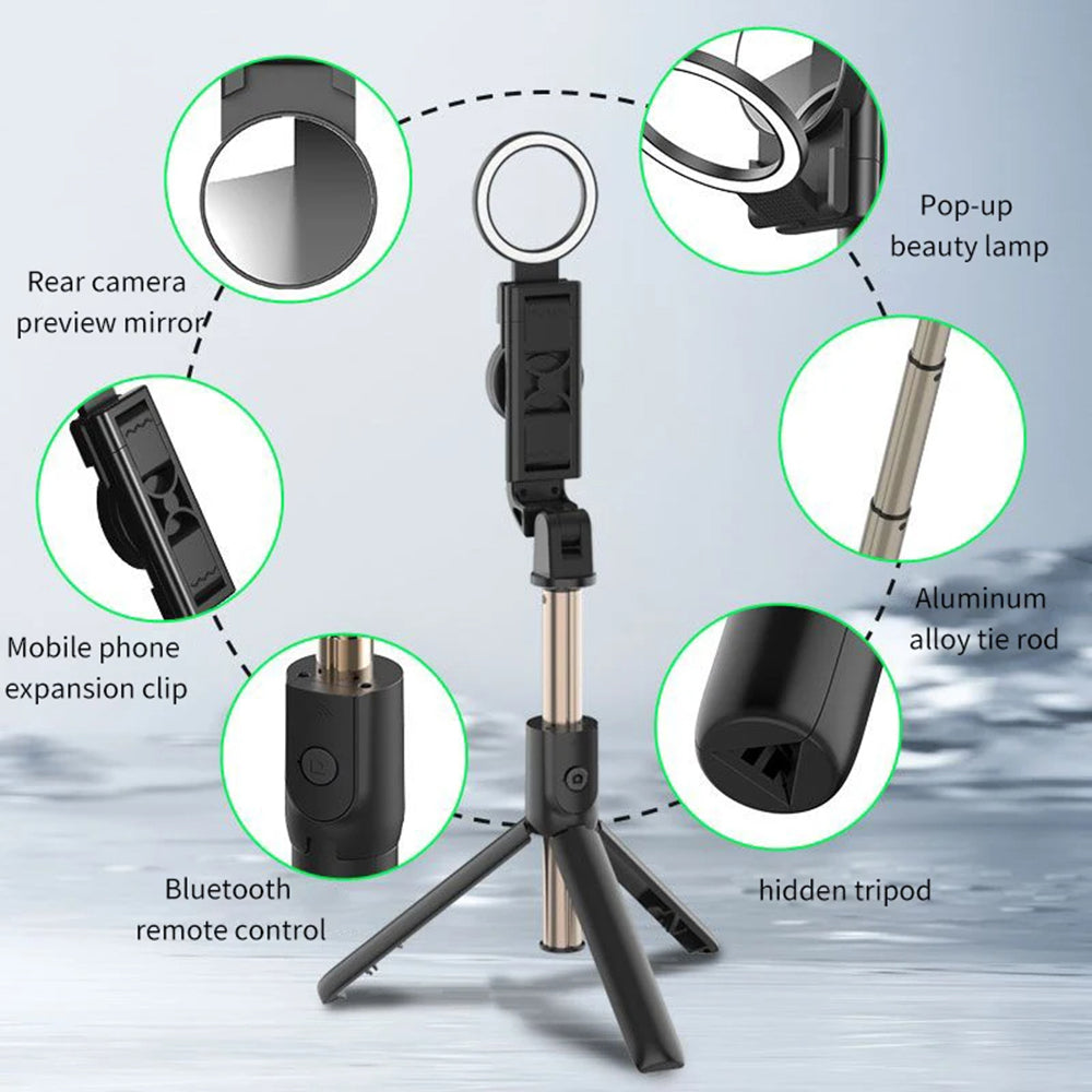 Selfie Stick Bluetooth Techsuit K13, Univerzalan, Crn