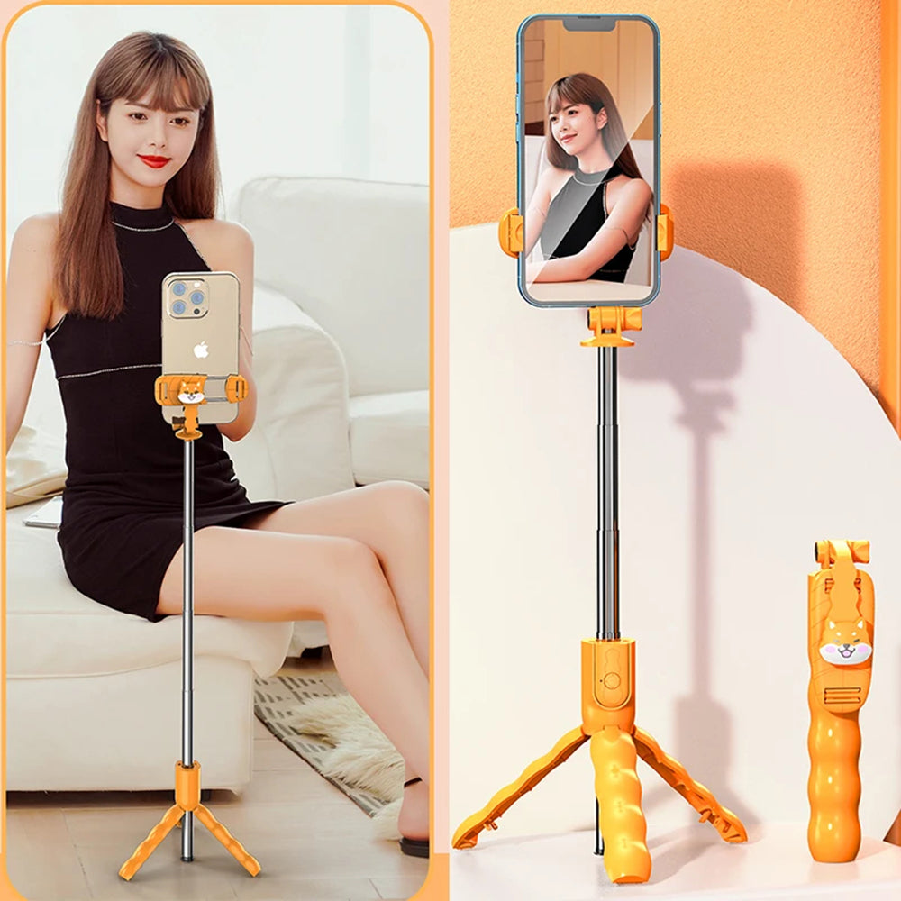 Selfie Stick Bluetooth Techsuit KT01, Univerzalan, Narandžasti