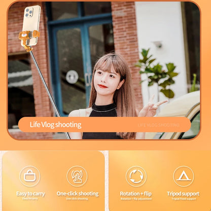 Selfie Stick Bluetooth Techsuit KT01, Univerzalan, Narandžasti