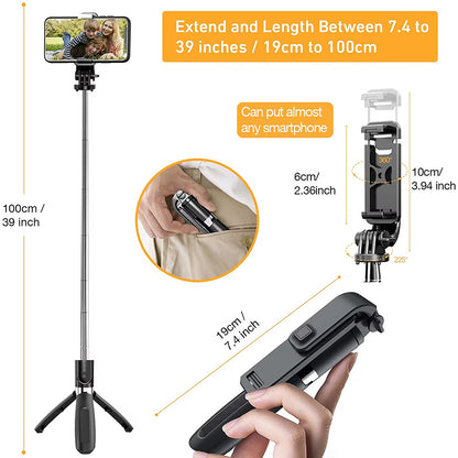 Selfie Stick Bluetooth Techsuit L02, Univerzalan, Crn