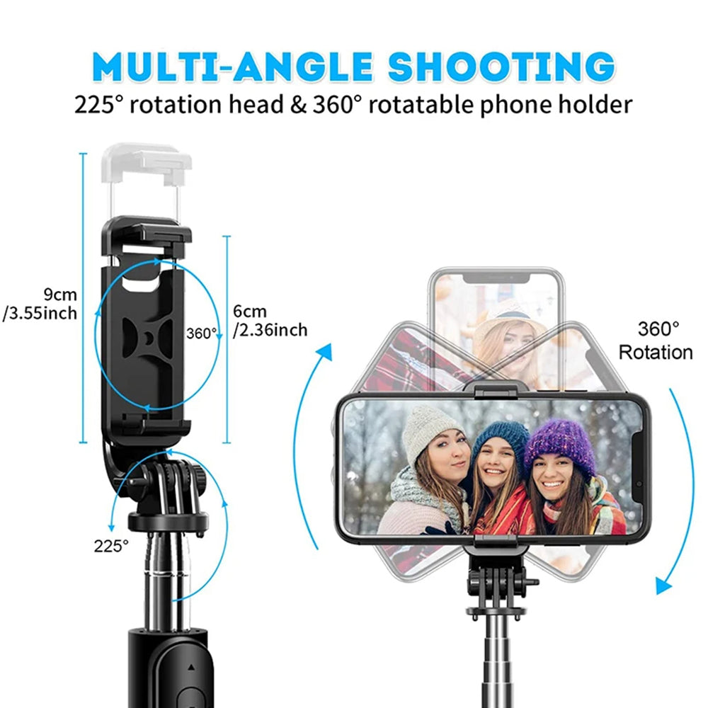 Selfie Stick Bluetooth Techsuit Q02, Univerzalan, Crn