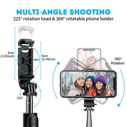 Selfie Stick Bluetooth Techsuit Q02, Univerzalan, Crn