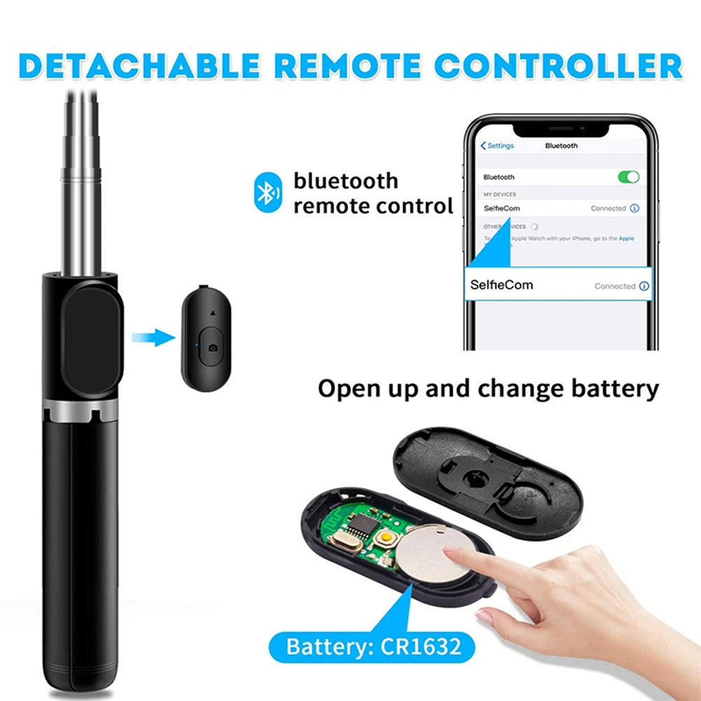 Selfie Stick Bluetooth Techsuit Q02, Univerzalan, Crn