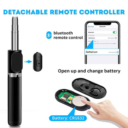 Selfie Stick Bluetooth Techsuit Q02, Univerzalan, Crn