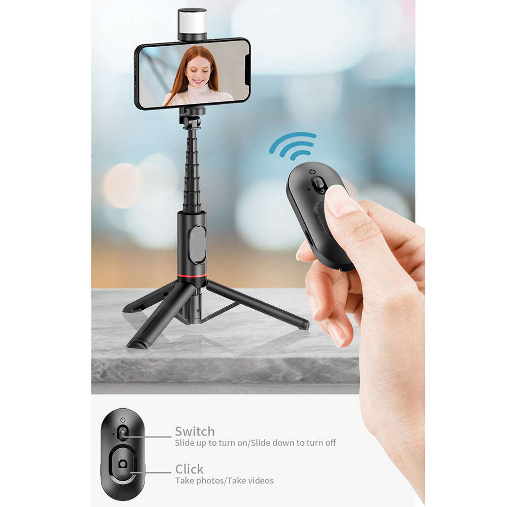 Selfie Stick Bluetooth Techsuit Q12S, Univerzalan, Crni