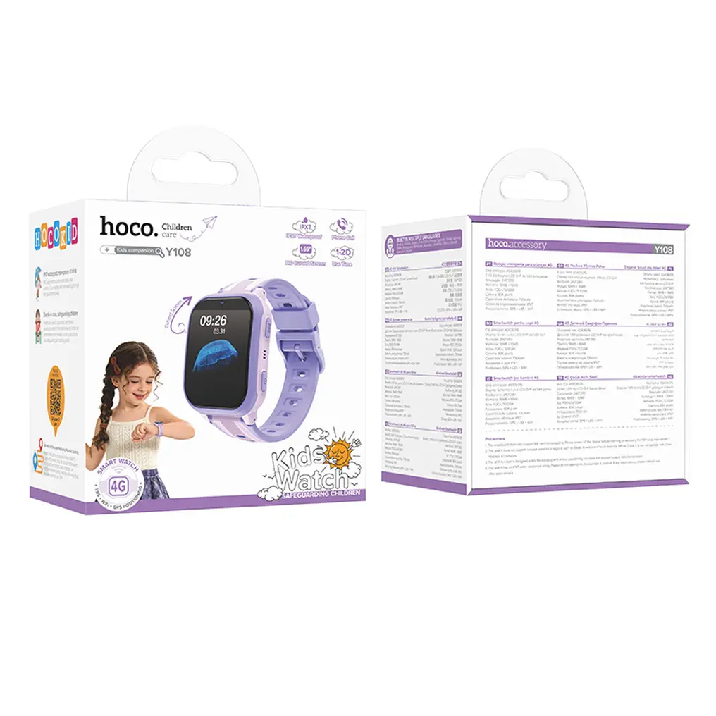 Smartwatch HOCO Y108 Kids Call, Ljubičasta