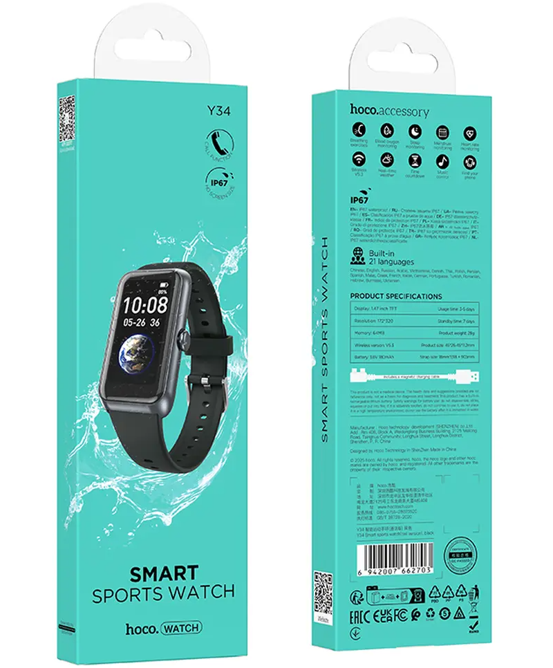 Smartwatch HOCO Y34 Call, Crna