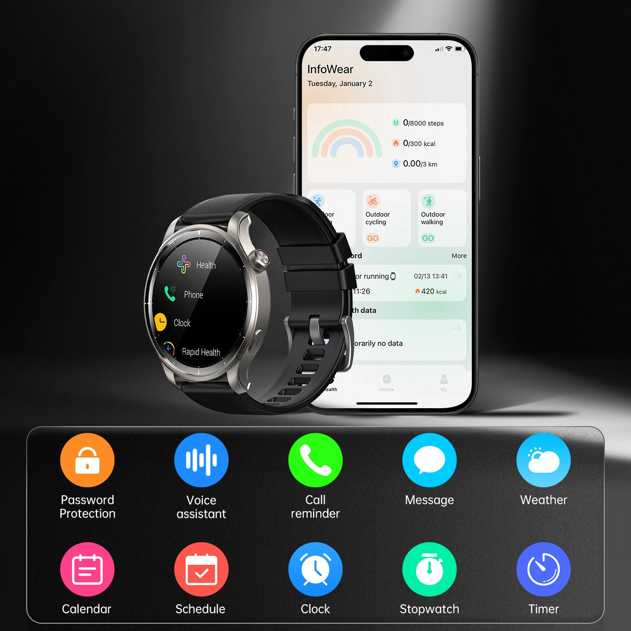 Smartwatch Joyroom JR-FV1, Sivi