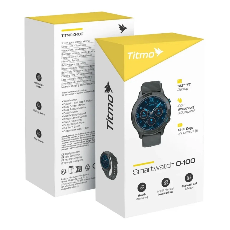 Smartwatch Titmo O-100 Call, Crna