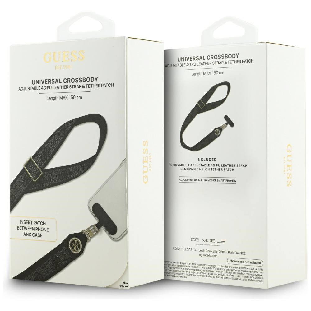 Telefonski kaiš Guess 4G Strass Metal Logo, Crni