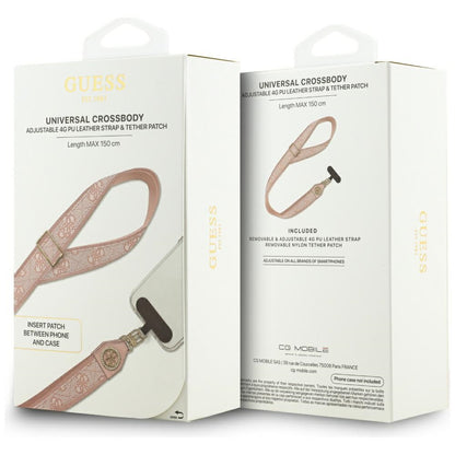 Telefonski kaiš Guess 4G Strass Metal Logo, Roze