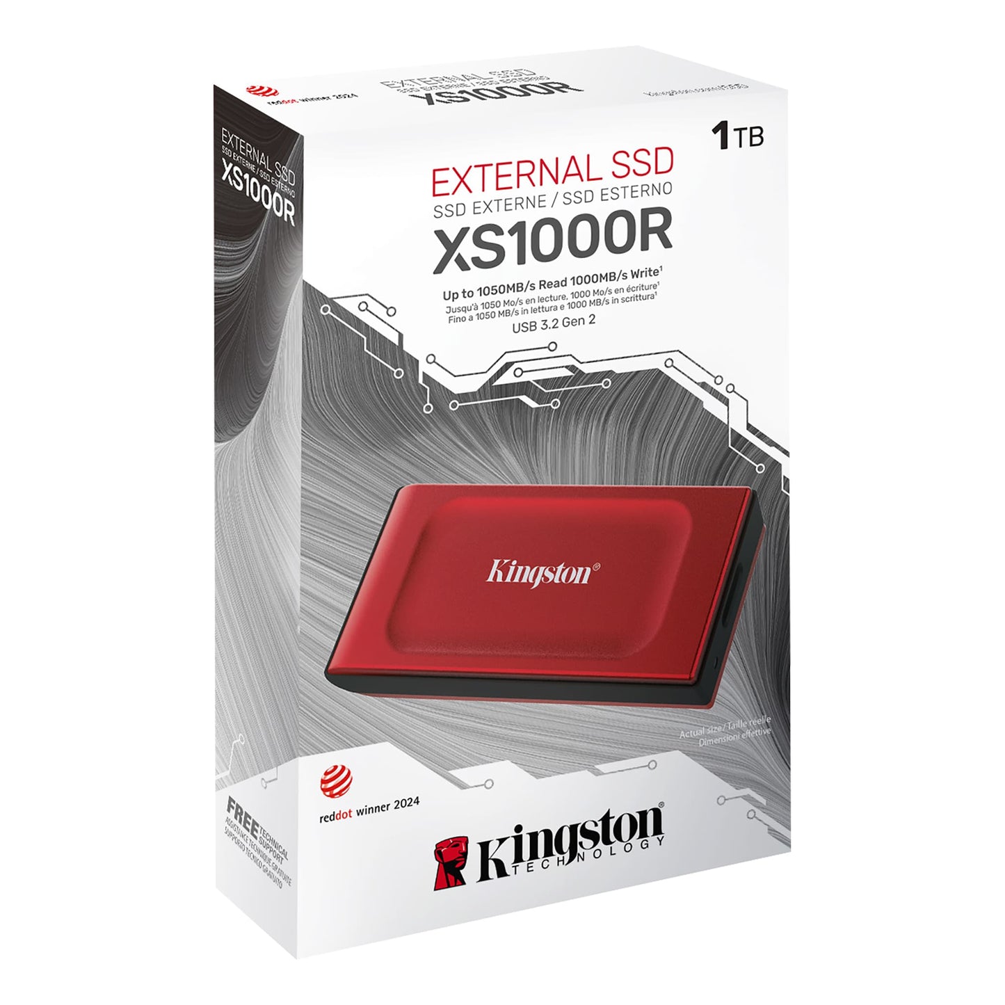 Solid State Drive (SSD Extern) Kingston XS1000, 1TB, Crveni SXS1000R/1000G