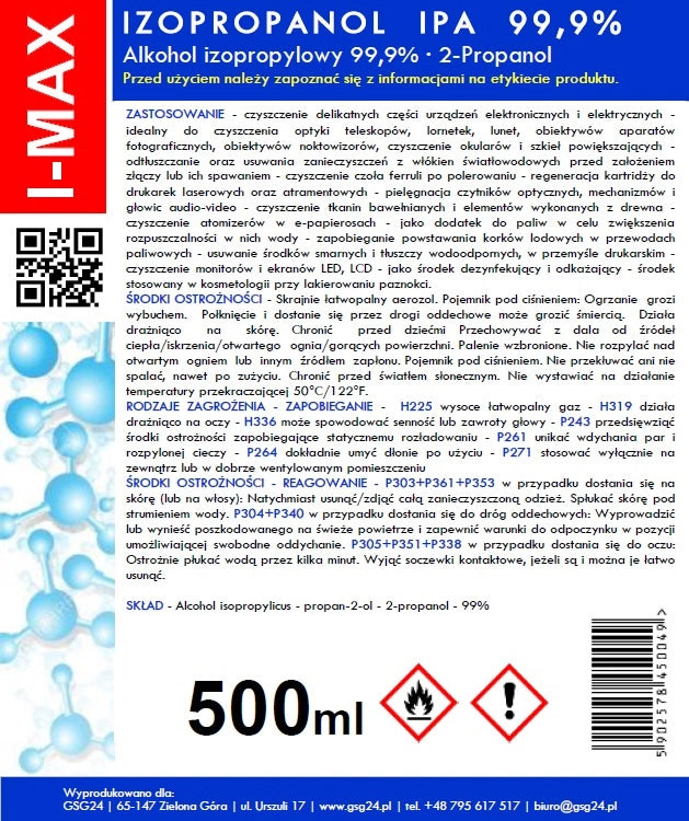 Spray za čišćenje izopropil alkoholom GSG24 I-Max, 500ml