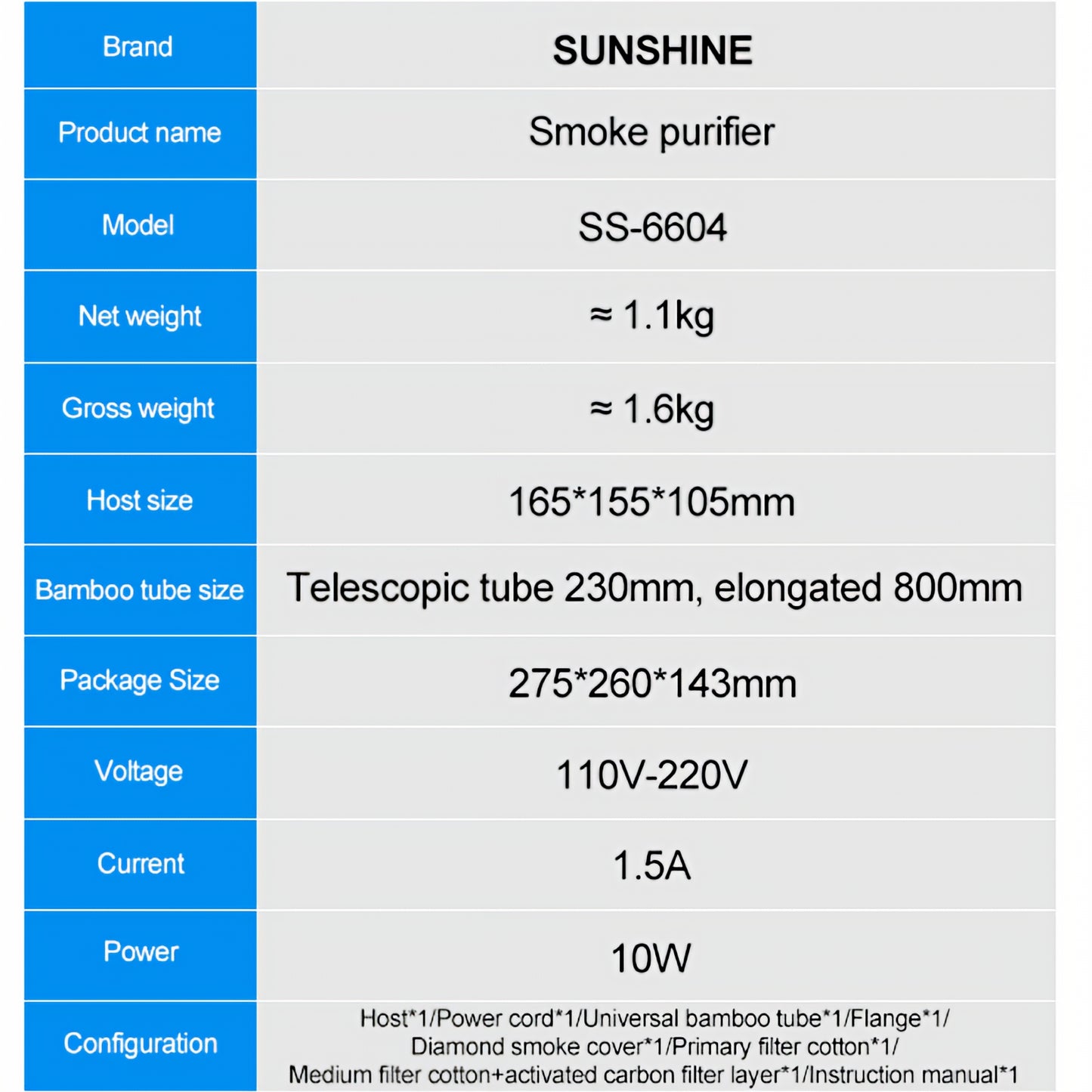 Stanica za filtriranje / evakuaciju štetnih gasova Sunshine SS-6604