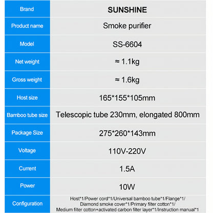 Stanica za filtriranje / evakuaciju štetnih gasova Sunshine SS-6604
