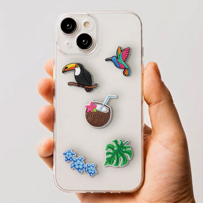 3D nalepnica OEM Tropical Birds za futrolu za telefon / tablet, set od 5 komada, višebojno