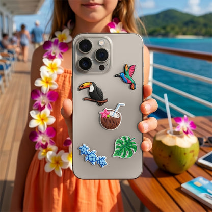3D nalepnica OEM Tropical Birds za futrolu za telefon / tablet, set od 5 komada, višebojno