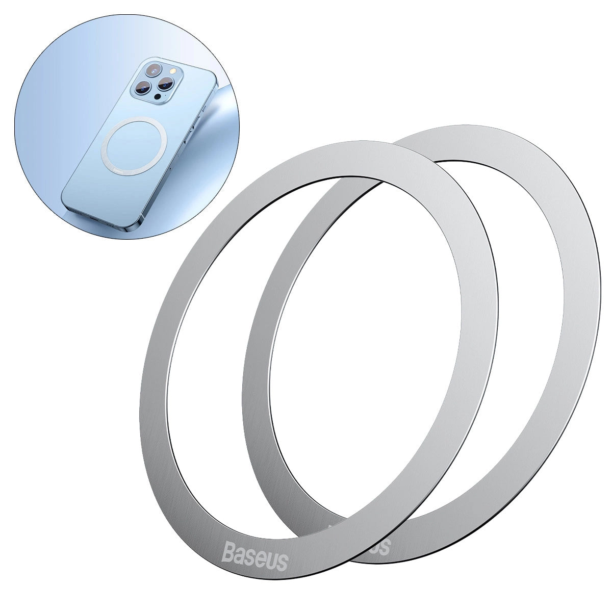 Metallic Sticker Baseus Halo Series, Set 2 pieces, Silver PCCH000012 