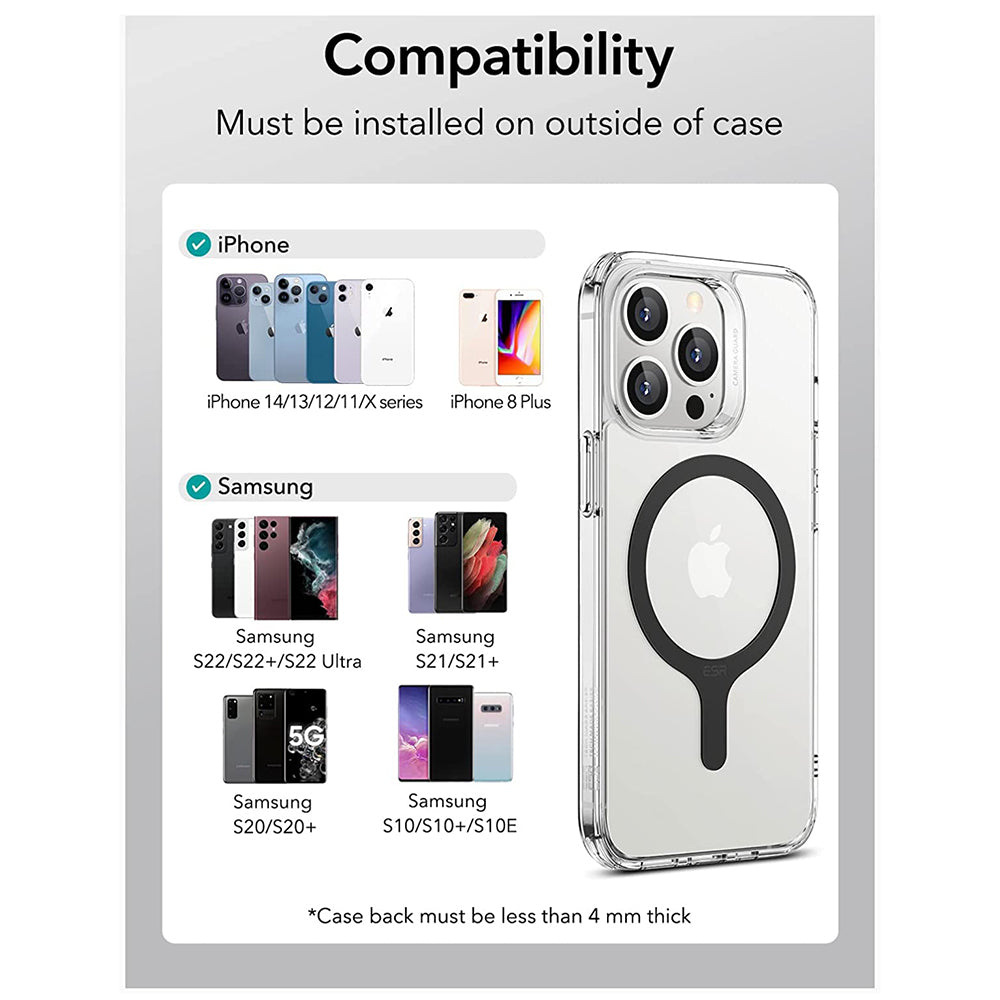 Metalna nalepnica ESR HaloLock, Set 2 komada, Crna