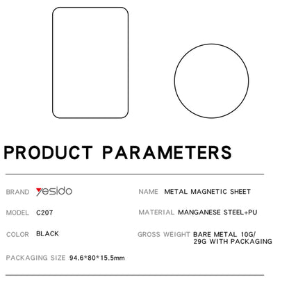 Stiker Metalik Yesido C207 2in1, Crni