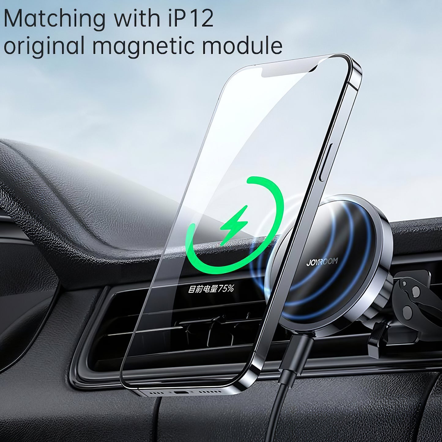 Bežični auto punjač Joyroom JR-ZS240 Air Vent, 15W, 1.67A, Crni