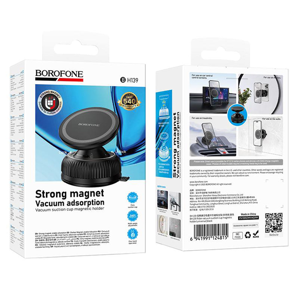 Magnetni auto držač Borofone BH139 Rider, 4.5inch - 7inch, Crna