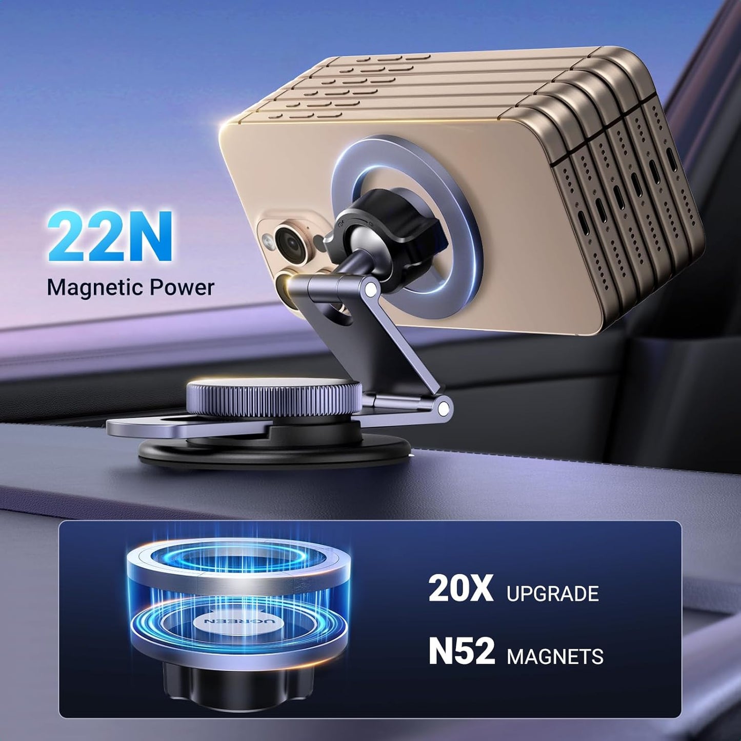 Magnetni Auto Držač UGREEN LP865, Univerzalan, Crni