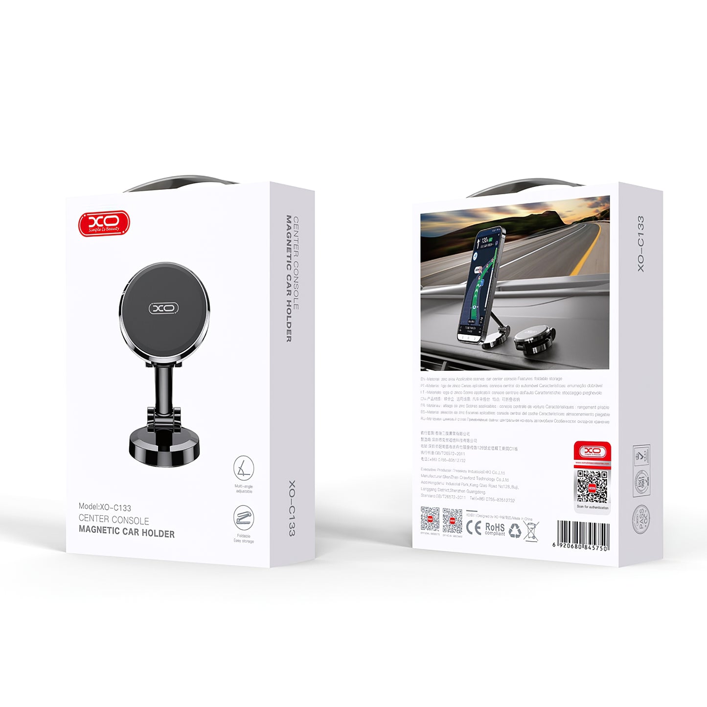 XO Design Magnetic Car Mount C133, 4.7inch - 6.9inch, Black 