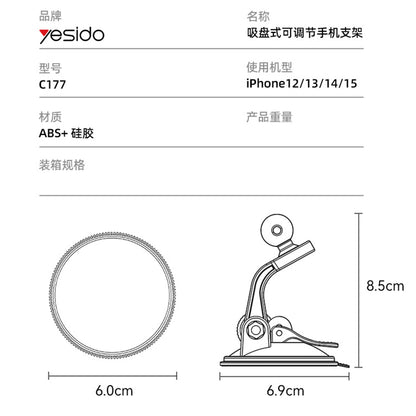 Auto Magnetni Držač Yesido C177, Univerzalan, Crn