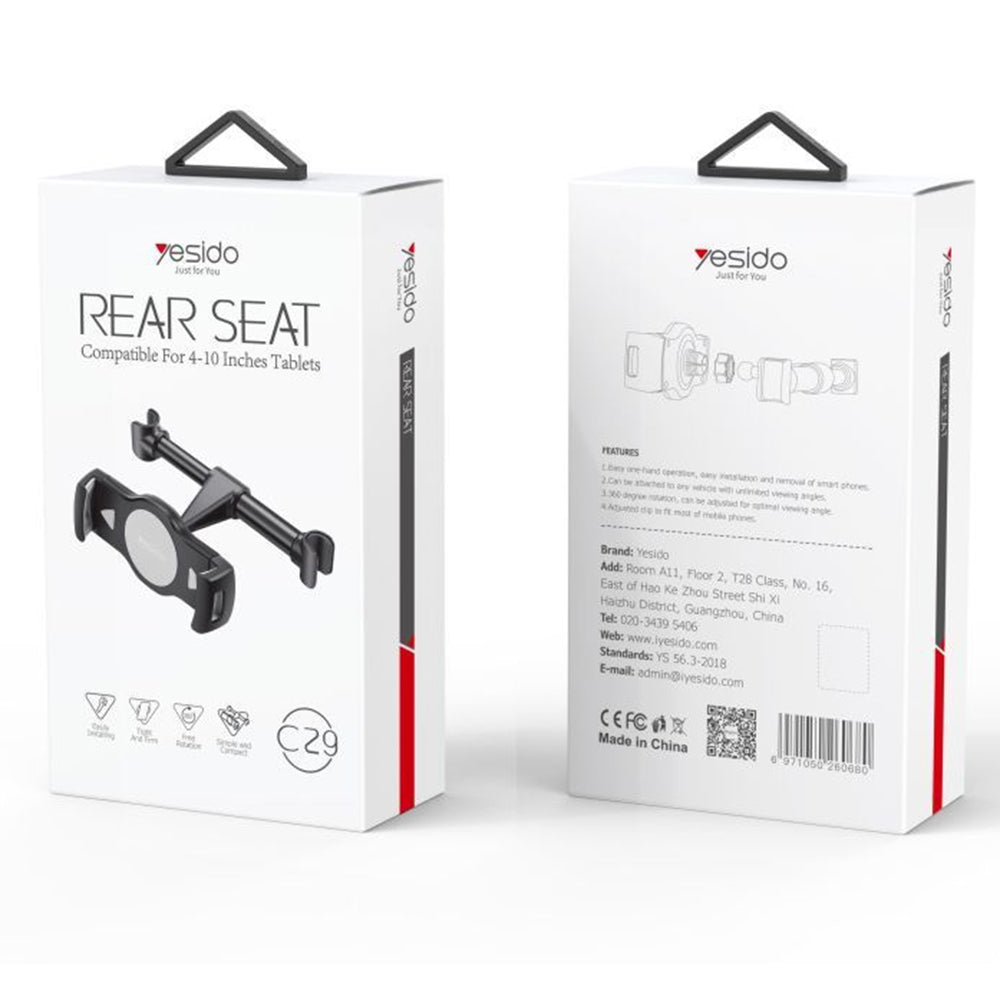 Auto nosač za naslon za glavu Yesido C29, 4inch - 10inch, Crn