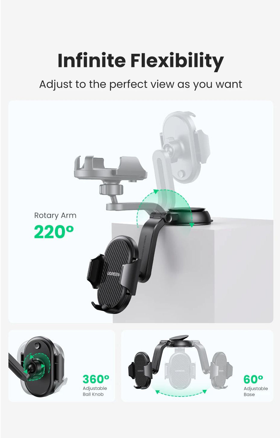 Auto nosač UGREEN LP405, Univerzalan, Crn