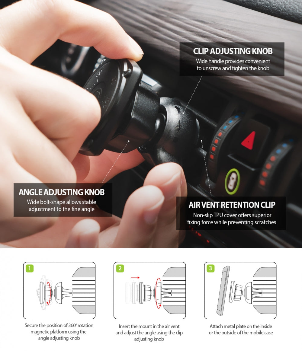 Univerzalni magnetni auto držač Ringke Power Clip, crni