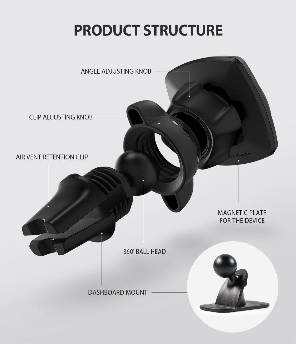 Univerzalni magnetni auto držač Ringke Power Clip, crni