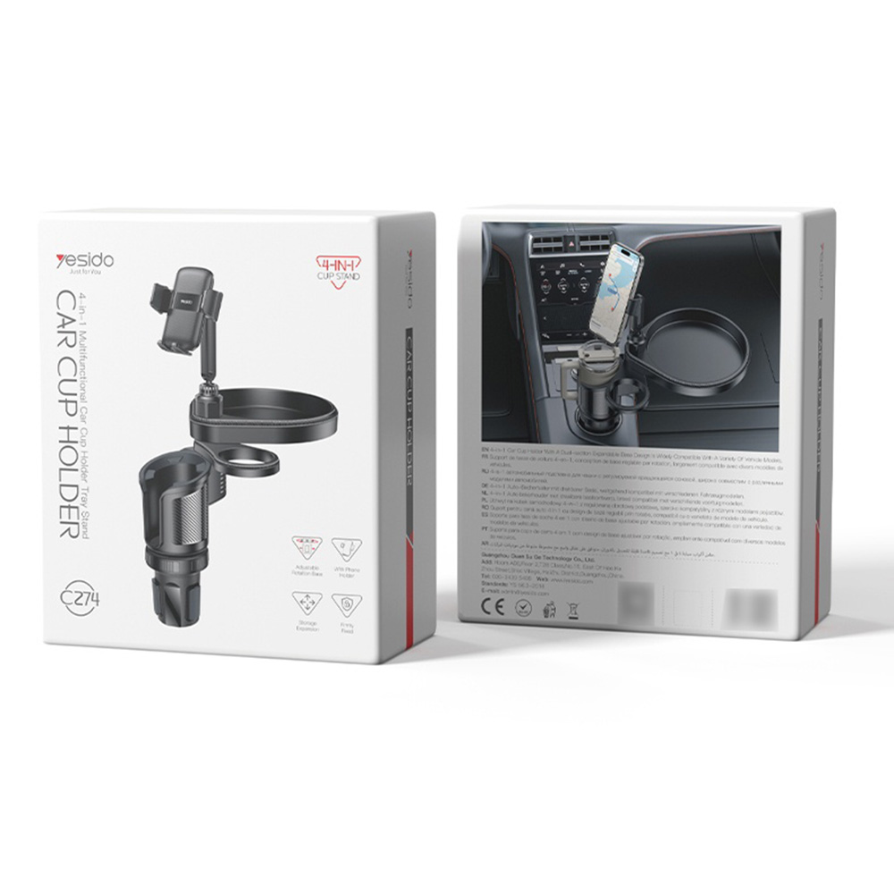 Auto držač Yesido C274, 4.7inch - 7.2inch, Crna, Refabrikovan