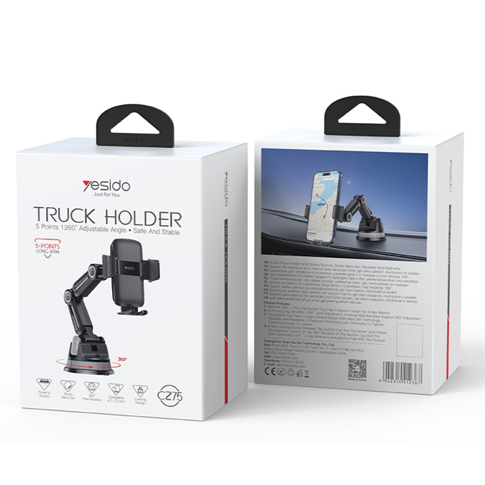 Auto nosač Yesido C275, 4.7inch - 7.2inch, Crna