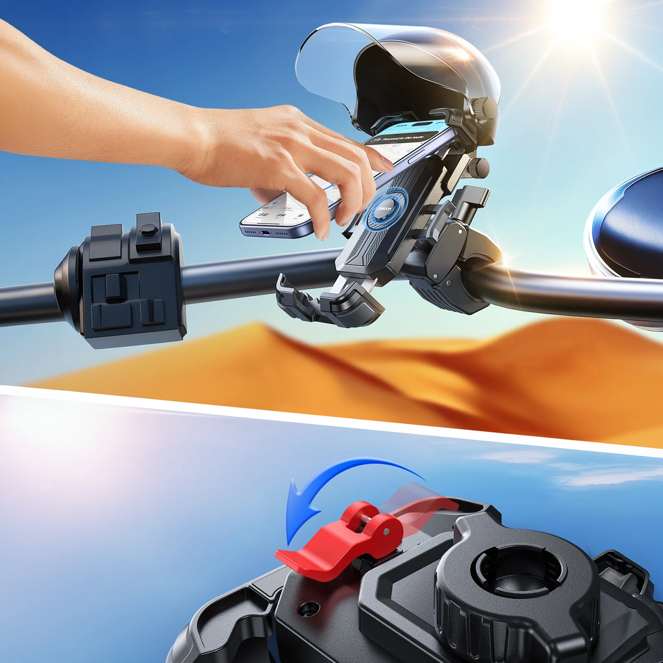 Držač za bicikl motocikl sa suncobranom Joyroom JR-ZS526, 4.7inch - 7inch, Crna